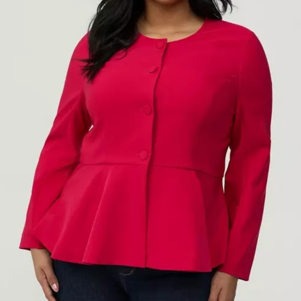 NWOT Torrid Red Peplum Button Jacket